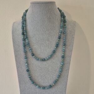 Natural Blue Chalcedony Beaded Necklace & Braclet